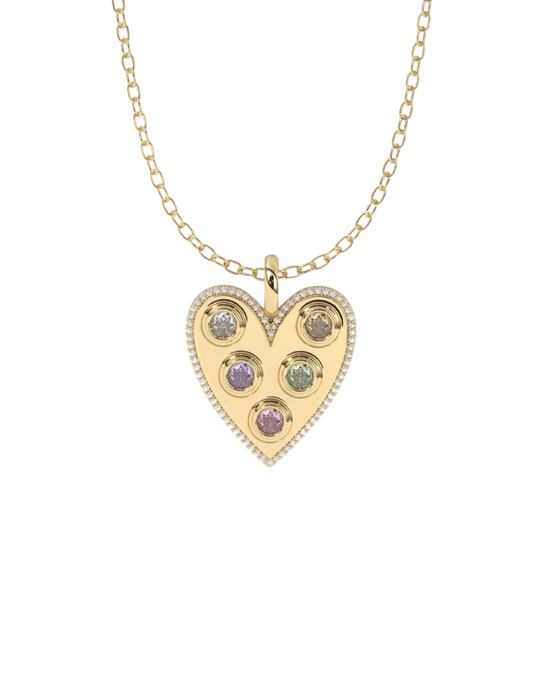 IT Heart Pendant – Personalized Sterling Silver Heart Necklace with Your Choice of Stones