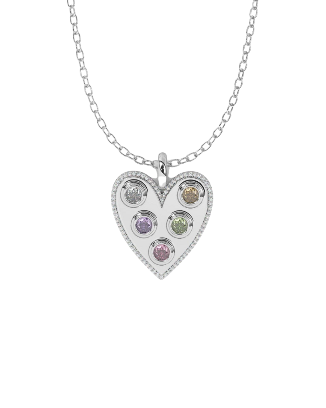 IT Heart Pendant – Personalized Sterling Silver Heart Necklace with Your Choice of Stones