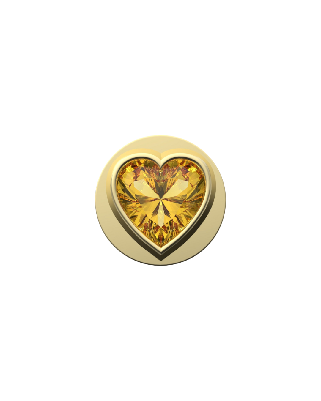 Yellow Heart Charm – Sterling Silver with Gold, White, or Rose Gold Finish