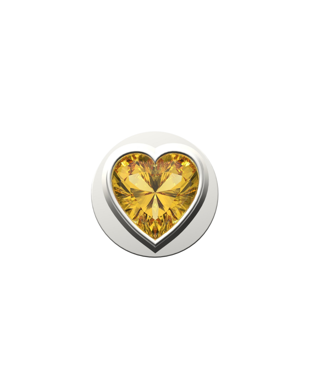Yellow Heart Charm – Sterling Silver with Gold, White, or Rose Gold Finish