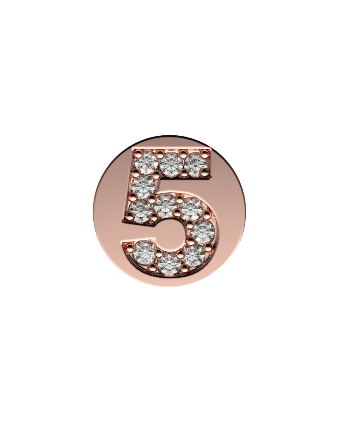 Number 5 Initial Charm – Sterling Silver with Gold, White, or Rose Gold Finish