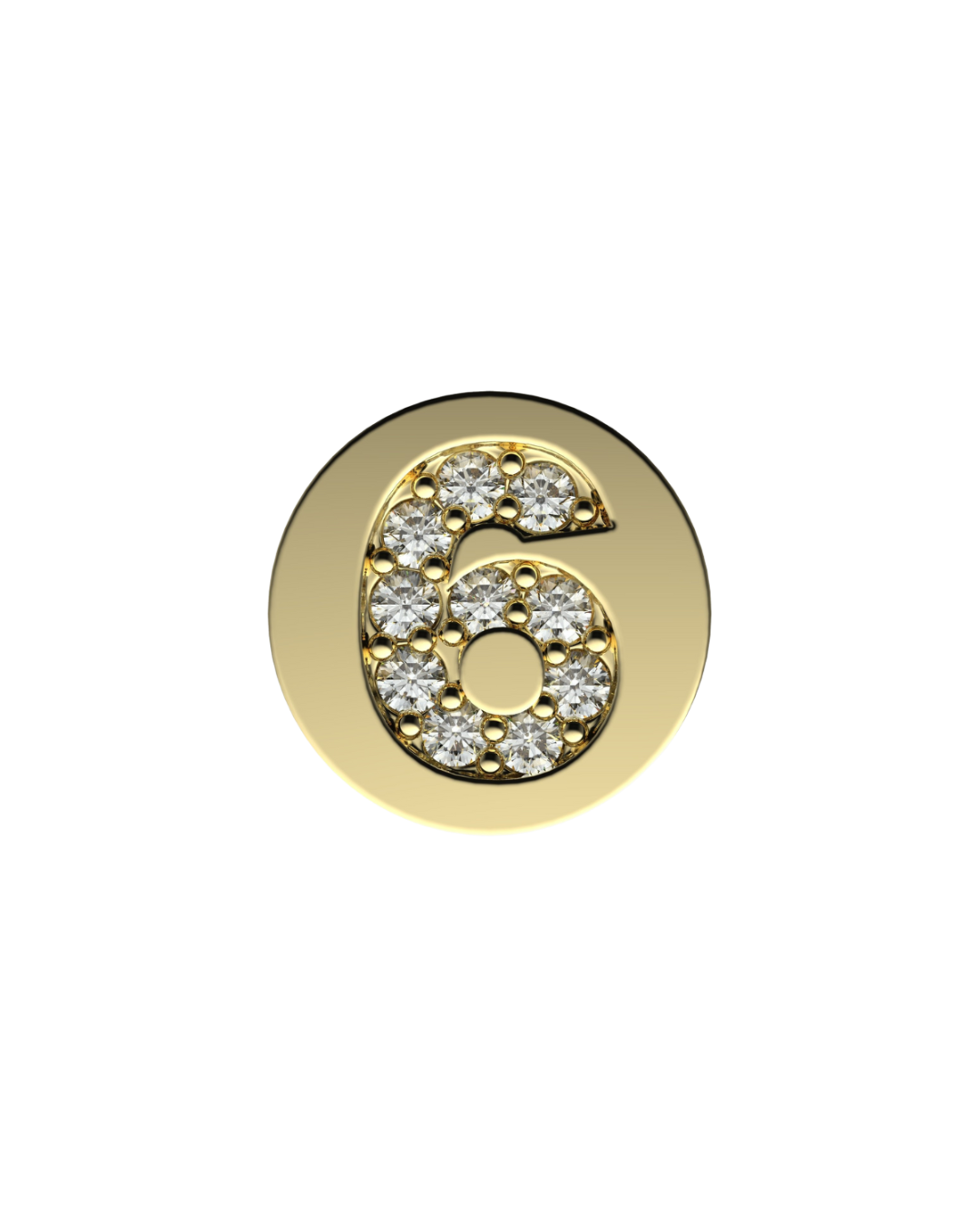 Number 6 Initial Charm – Sterling Silver with Gold, White, or Rose Gold Finish