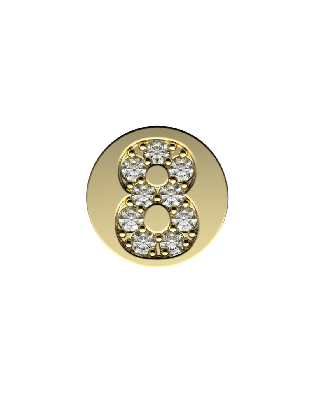 Number 8 Initial Charm – Sterling Silver with Gold, White, or Rose Gold Finish