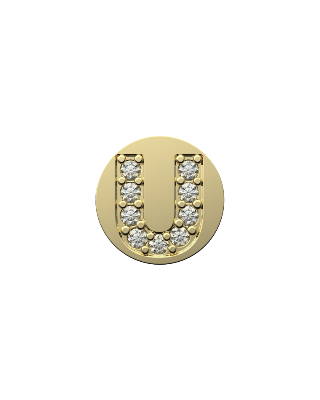 Letter U Initial Charm – Sterling Silver with Gold, White, or Rose Gold Finish