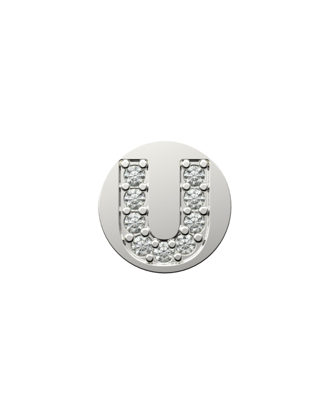 Letter U Initial Charm – Sterling Silver with Gold, White, or Rose Gold Finish