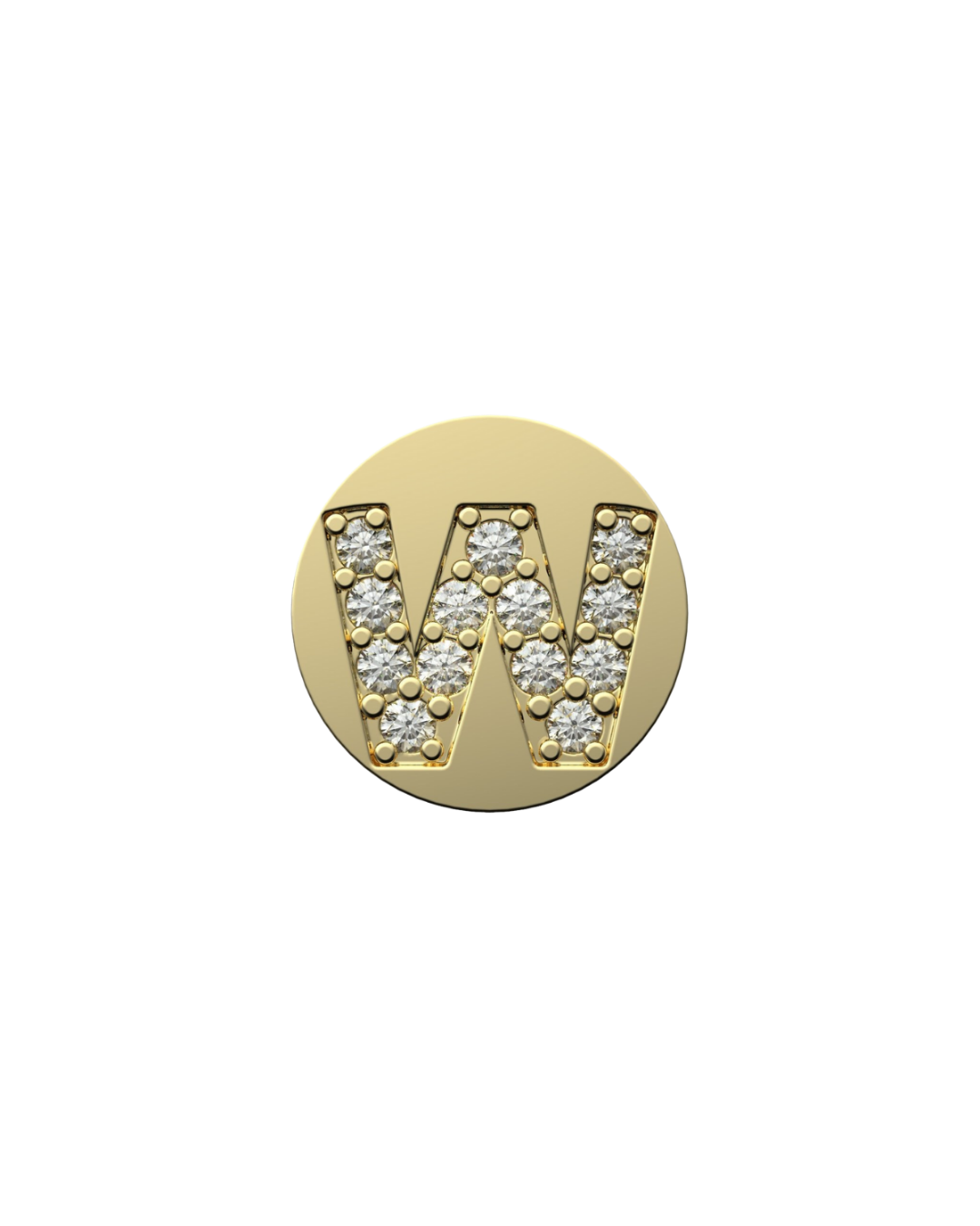 Letter W Initial Charm – Sterling Silver with Gold, White, or Rose Gold Finish
