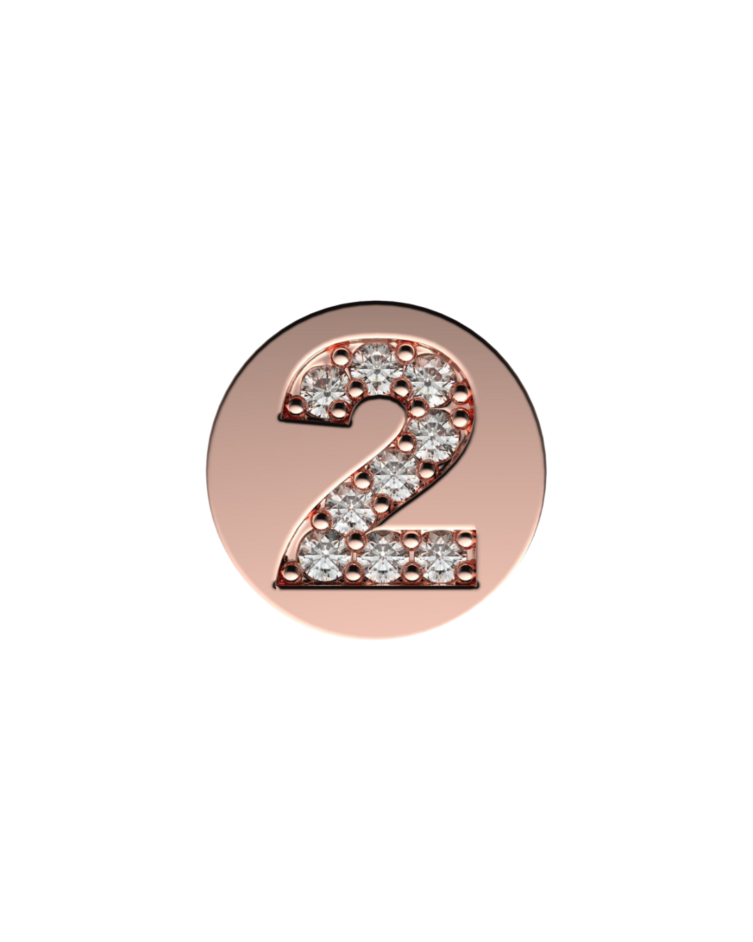 Number 2 Initial Charm – Sterling Silver with Gold, White, or Rose Gold Finish