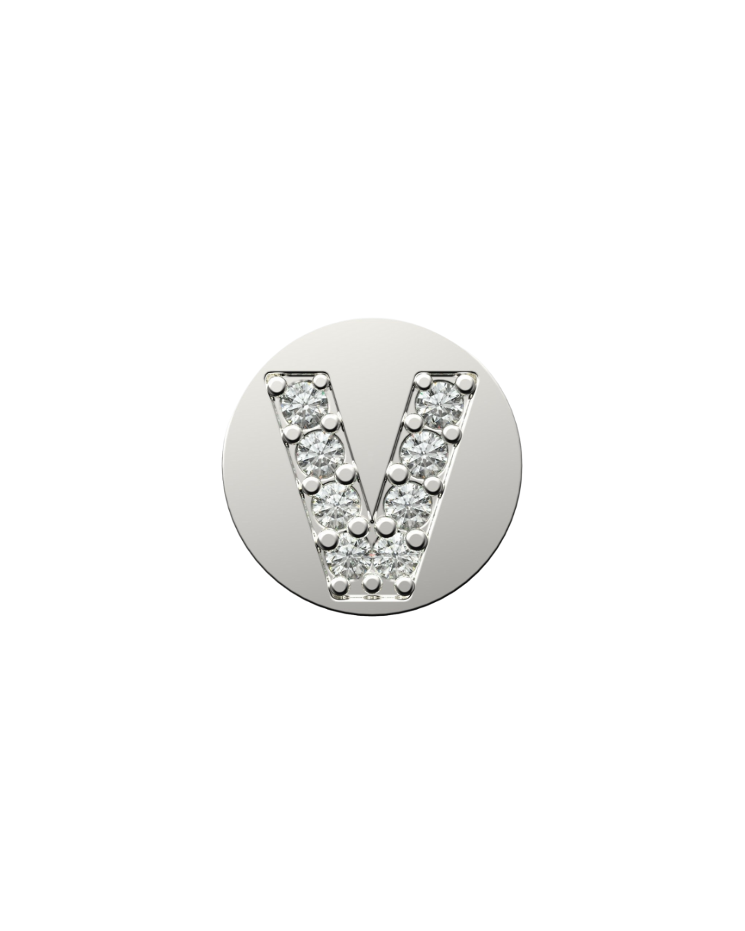 Letter V Initial Charm – Sterling Silver with Gold, White, or Rose Gold Finish