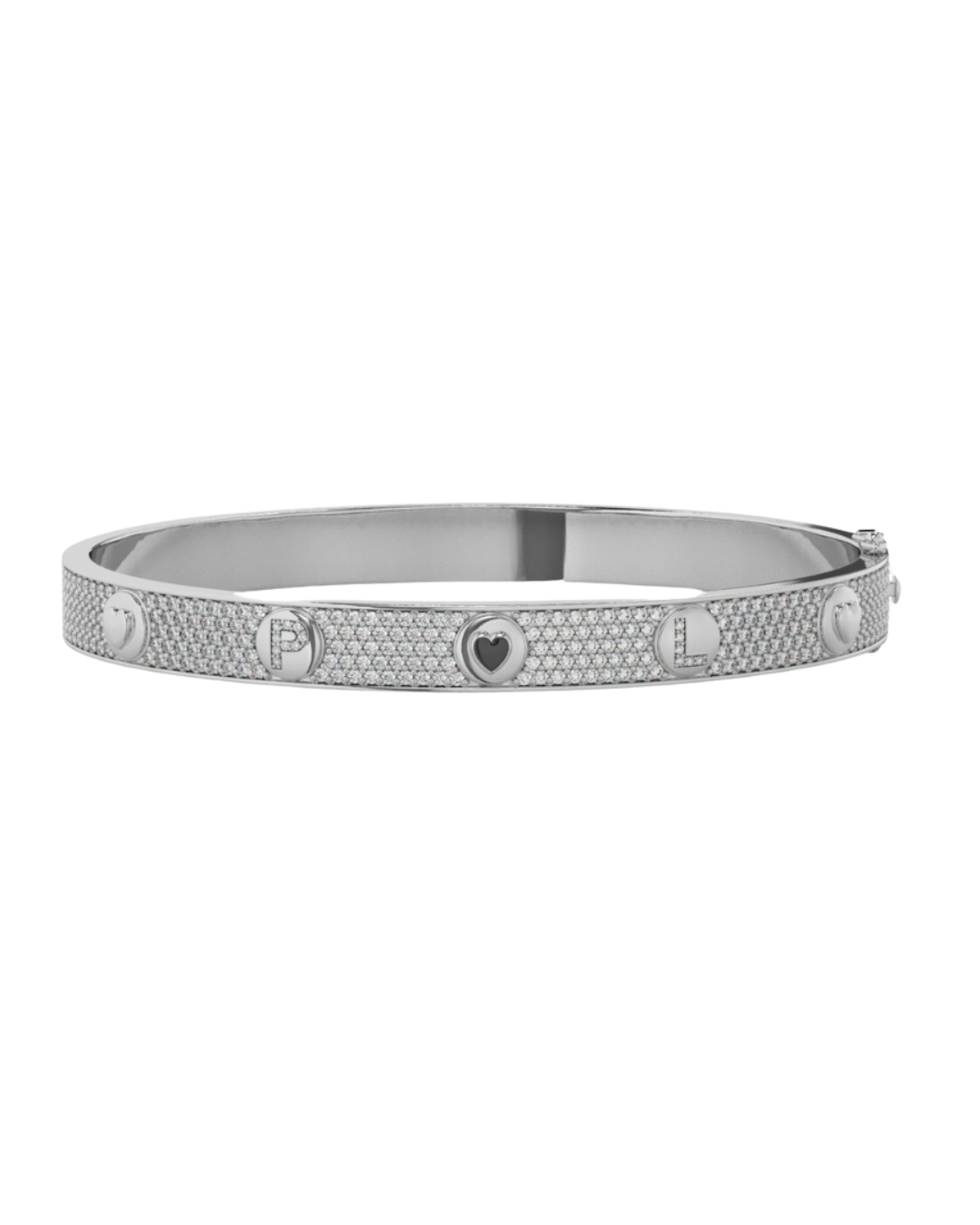 Pavé IT Bangle – Personalized Sterling Silver Bangle with CZ Pavé Setting