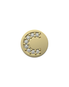 Gold charm with letter 'C' design on a white background