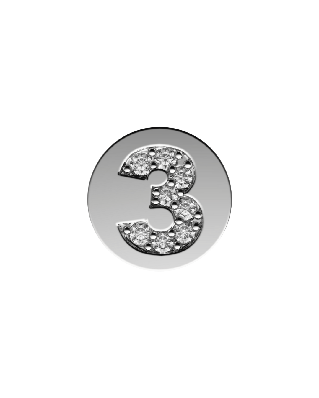 Number 3 Initial Charm – Sterling Silver with Gold, White, or Rose Gold Finish