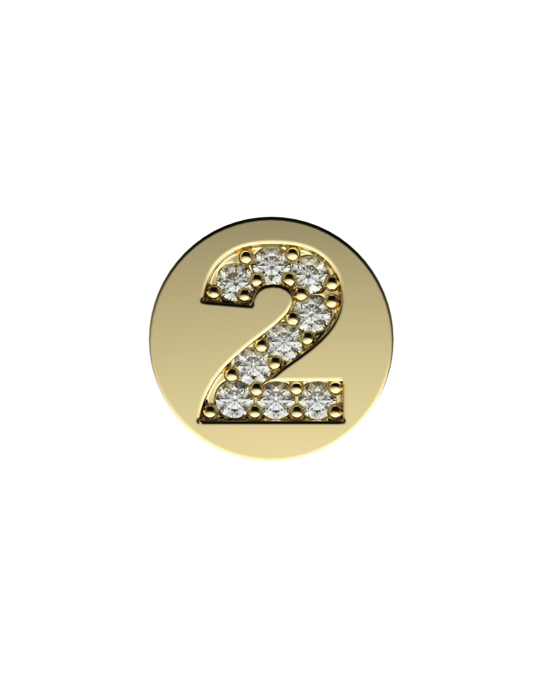 Number 2 Initial Charm – Sterling Silver with Gold, White, or Rose Gold Finish