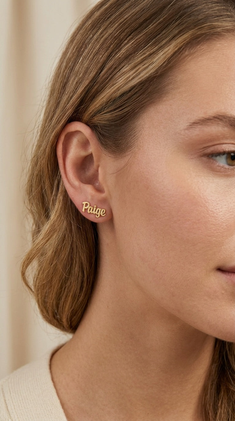 Script Nameplate Earrings