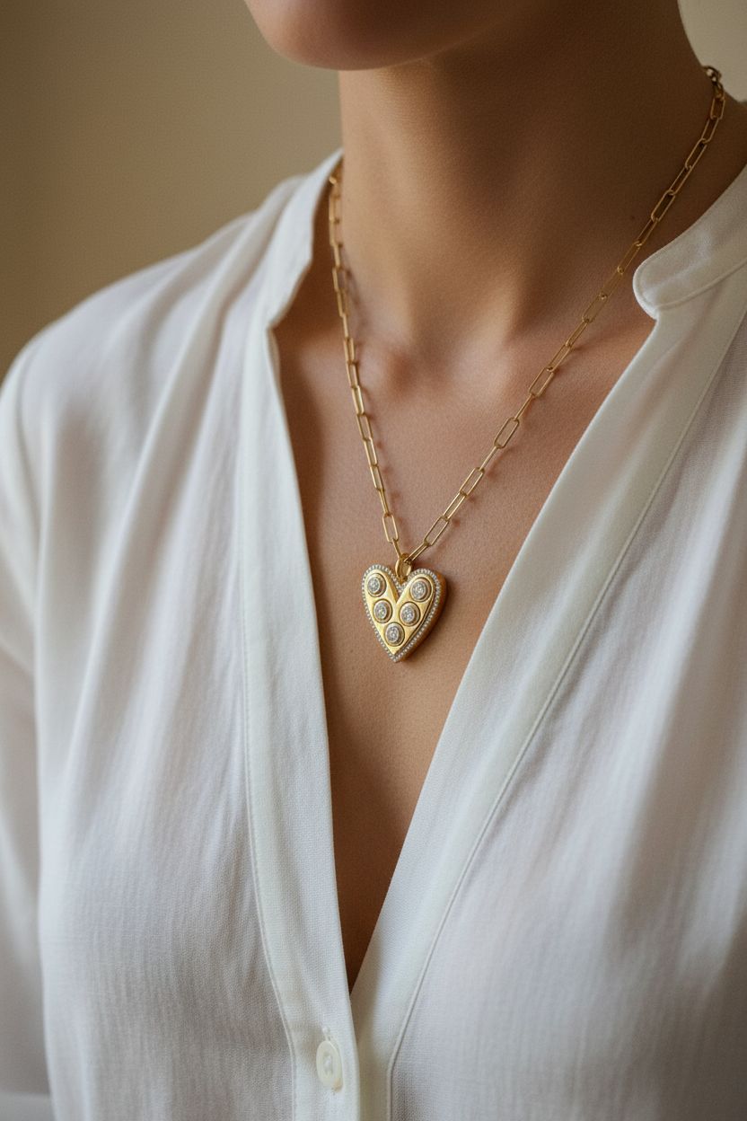 IT Heart Pendant – Personalized Sterling Silver Heart Necklace with Your Choice of Stones