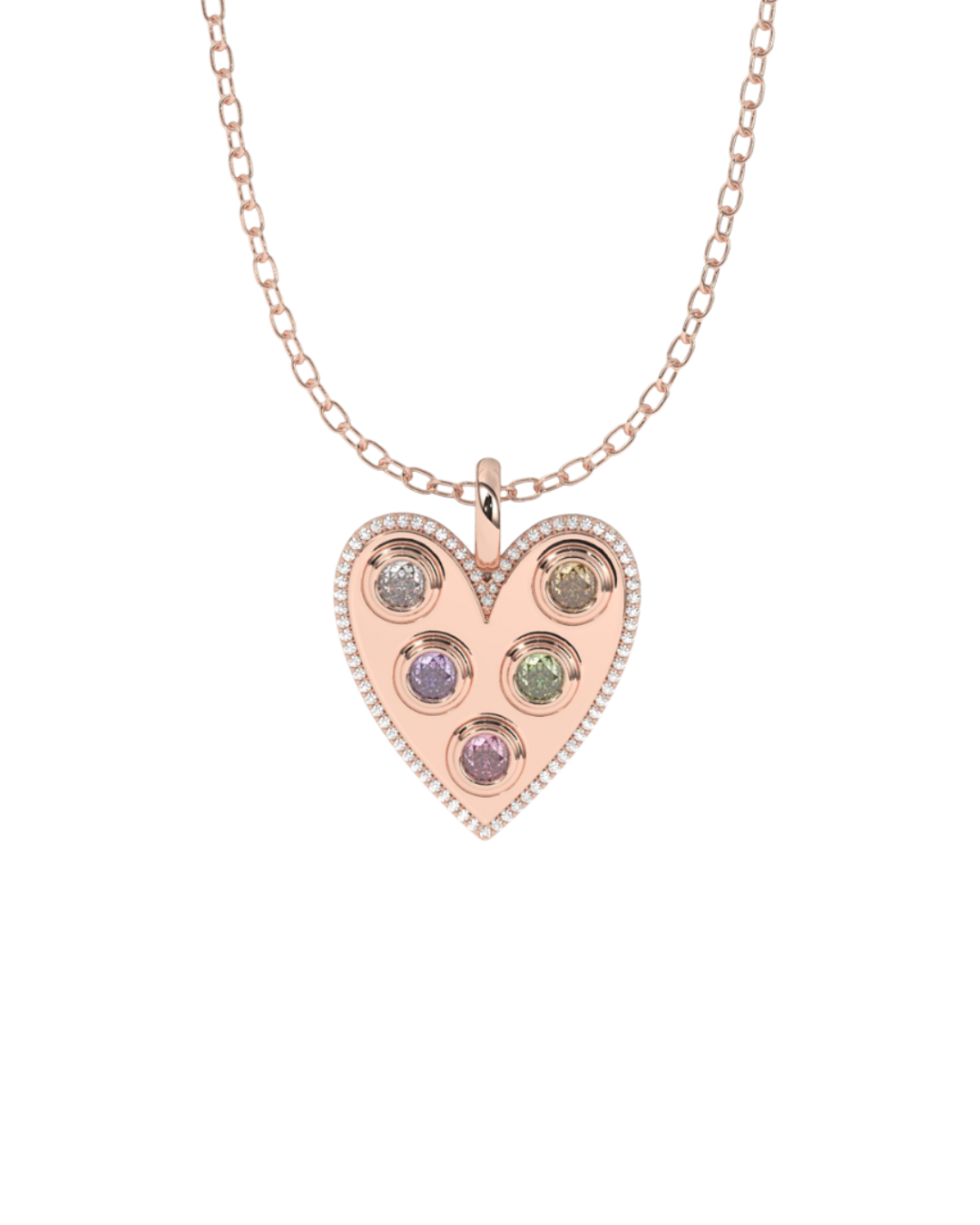 IT Heart Pendant – Personalized Sterling Silver Heart Necklace with Your Choice of Stones