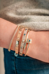 Double Pavé Bangle – Sterling Silver CZ Stone Stackable Bracelet